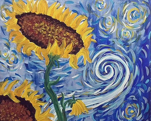 (H) "Sunflower" on CANVAS Painting Class - Tuesday September 24th from 6 to 8pm