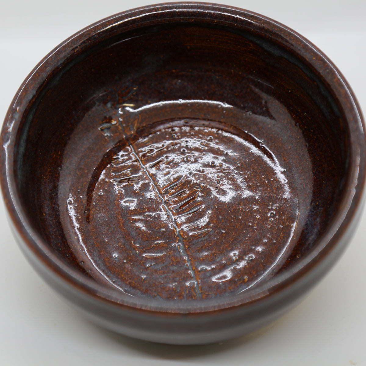 Pottery - Decorative Bowl with Etched Fern Leaf