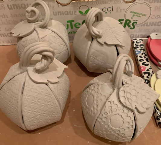 (E) "Pumpkins" Pottery Class - Monday October 5th from 1 to 3pm